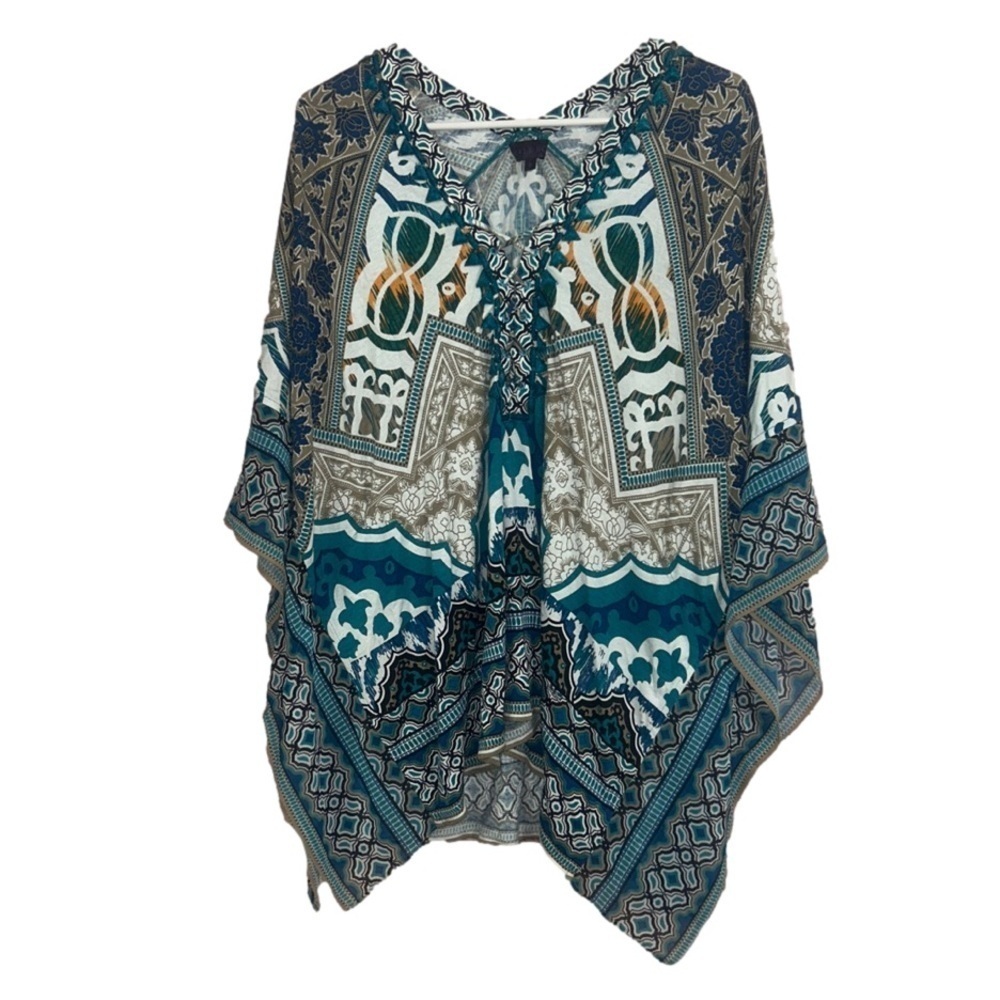 Hale Bob Embellished Dolman Sleeve Boho Poncho Size Small